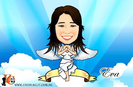 Digital Caricature Drawing - Female Angel Theme